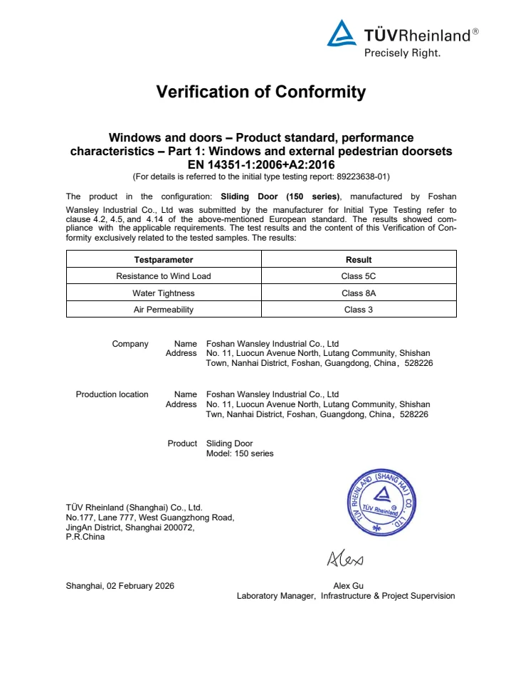 EN 14351-1 · 150 sliding door document