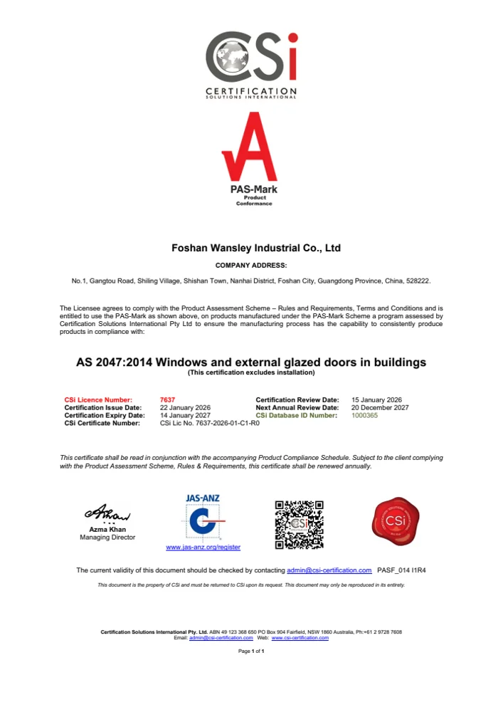 AS 2047 · certificate document