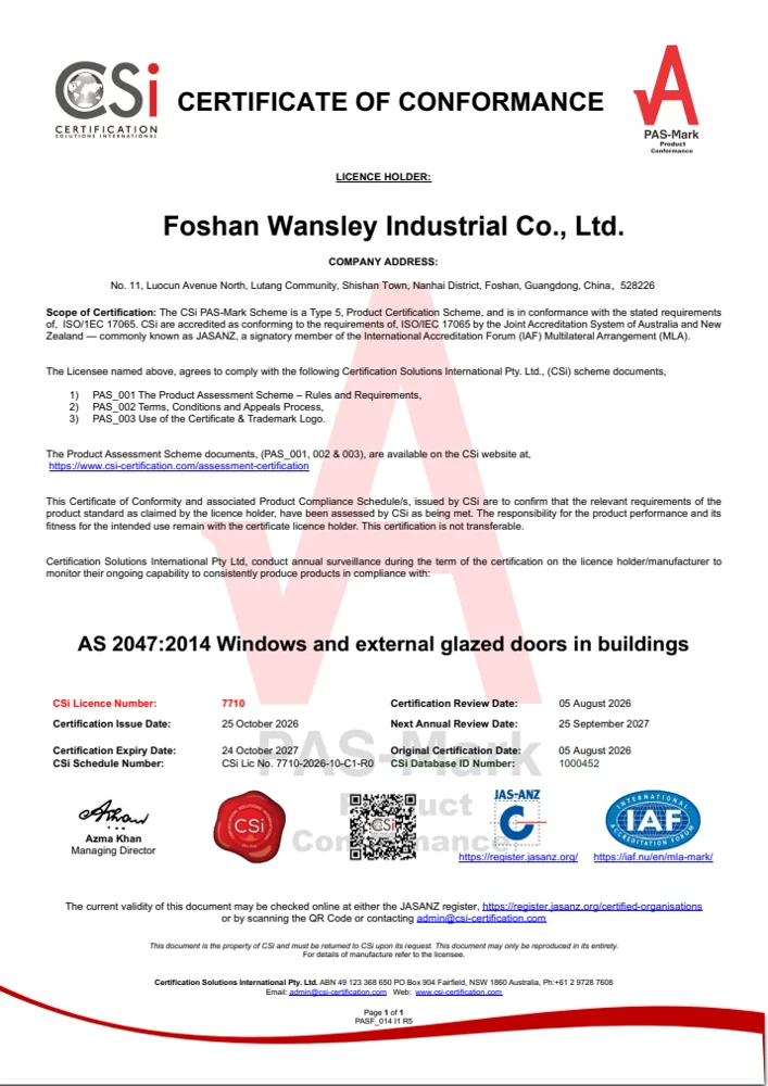 AS 2047 · conformance document